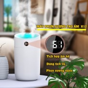 Máy phun sương tạo ẩm xông tinh dầu X12, dung tích 3L, tạo độ ẩm phòng điều hòa, kiki shop