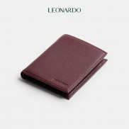 Ví da nam Grain dáng đứng thương hiệu Leonardo