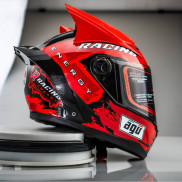 Mũ Bảo Hiểm Fullface AGU Tem Racing 15 - MŨ FULLFACE Tặng túi đựng nón + sừng + đuôi gió