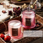 Nến thơm không khói set đế chụp kính tiện dụng 5 màu sắc