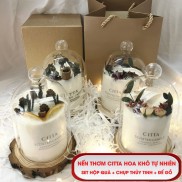 (Set quà tặng kèm túi) Nến thơm citta trang trí hoa khô tự nhiên set quà tặng sang trọng