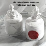 Nến thơm không khói sáp nến thiên nhiên hũ trắng nắp tượng thạch cao sang trọng