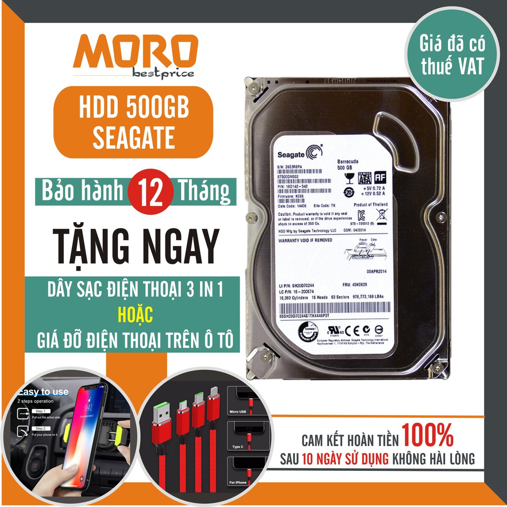 Ổ cứng HDD Seagate 500GB (Tháo máy đồng bộ - mới trên 90%) - Bảo hành 12 tháng 1 đổi 1