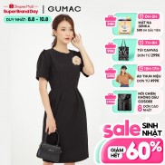 Đầm ôm nữ xếp ly eo phối hoa cài GUMAC DB571