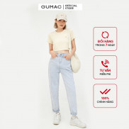 Áo croptop nữ in Bloom GUMAC màu be ôm body ATB547