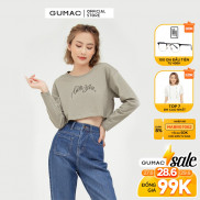 Áo croptop nữ GUMAC thêu chữ nổi bật, nhiều màu cá tính ATB565