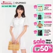 Đầm xòe nữ màu trắng cổ bẻ GUMAC DB725 thanh lịch trẻ trung, hai lớp