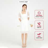 Đầm xòe nữ màu trắng lông vũ cổ vuông GUMAC DB544