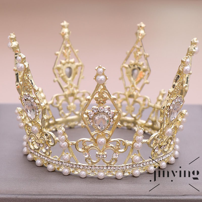 Vương miện mạ bạc đính ngọc trai giả thời trang