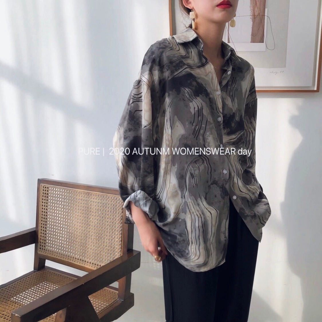 Áo Sơ Mi Dài Tay In Họa Tiết Xinh Xắn Dành Cho Nữ