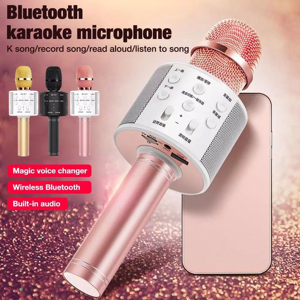 *Micro hát karaoke Bluetooth 3in1 kèm loa WS-858 có out âm thanh ra loa lớn