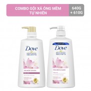 Combo Dove Óng mềm tự nhiên Dầu gội 640gr + Kem xả 610gr
