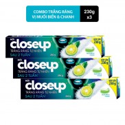 Combo 3 Kem đánh răng dạng gel Closeup Trắng Răng Tự Nhiên Muối Biển & Chanh 230g cho răng trắng tự nhiên hơn sau 2 tuần