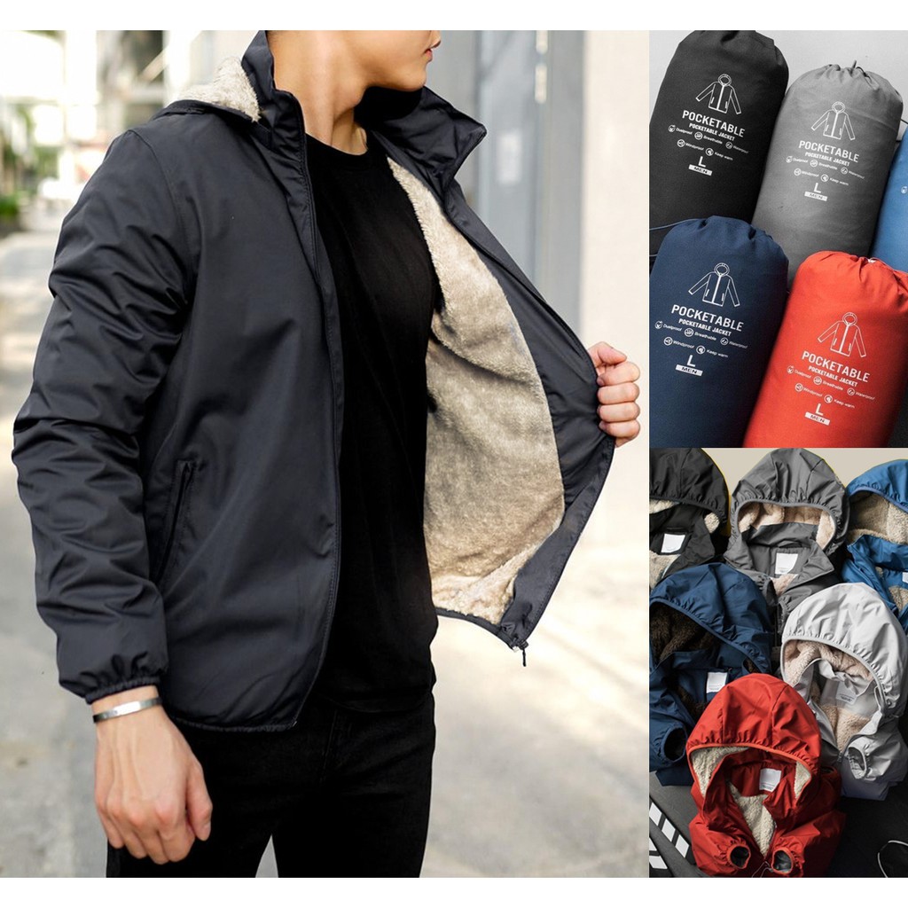 Áo khoác lông cừu chống nước THE 1992 Áo gió thể thao lót lông kèm túi đựng LC-01