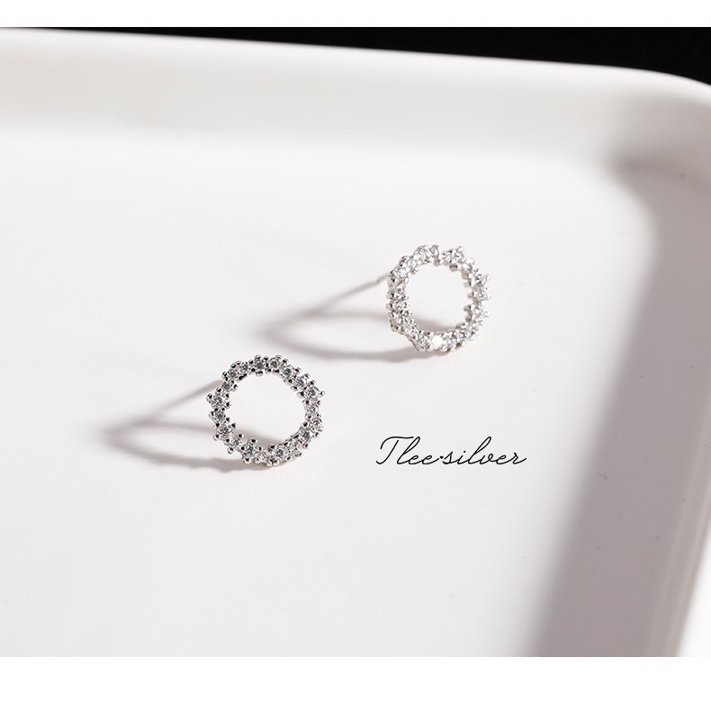 Khuyên tai bạc Tlee, Bông tai Blue sea nạm đá cao cấp, sang trọng - TleeJewelry