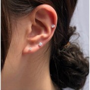 Khuyên tai bạc Tlee, Bông tai nụ đá size 3mm lấp lánh nhỏ xinh- TleeJewelry