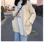 Áo khoác len nữ Cardigan cổ chữ v chữ ngực dáng rộng chất len dày mịn loại 1 - 050