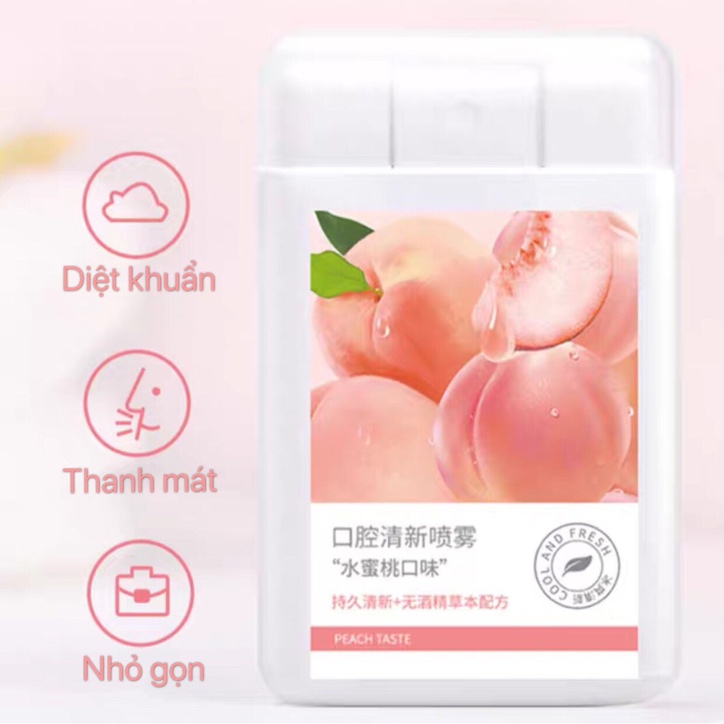 Xịt thơm miệng Heyxi vị đào/bạc hà thơm mát