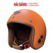 Nón bảo hiểm 3/4 đầu moto phượt Napoli SH1 màu cam nhám lót nâu Freesize 55-58cm - Bảo hành 12 tháng