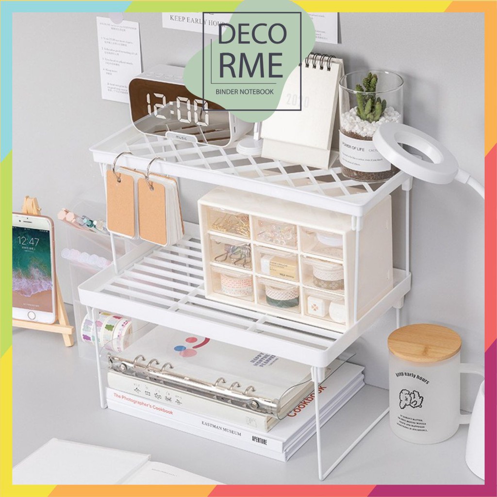 Kệ xếp đồ gấp gọn đa năng có thể ghép nhiều tầng desk decor bàn học DecorMe