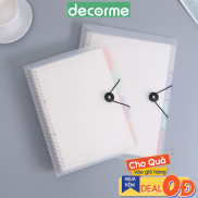 DecorMe Sổ còng sắt A4 A5 B5 khóa tròn nhiều lỗ bìa nhựa mềm kèm giấy và tab phân trang (tab xanh hồng)