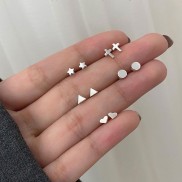 Khuyên tai bạc nữ hình học đơn giản Basic, bông tai bạc Duyson