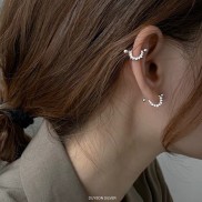 Khuyên tai bạc nữ hình quạt chốt bi xoáy