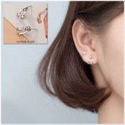 Khuyên tai bạc nữ 2 hàng móc phía sau