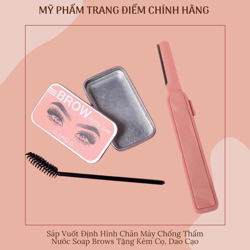Sáp Vuốt Định Hình Chân Mày, Lông Mi Chống Thấm Nước - Soap Brows Tặng Cọ & Dao Cạo