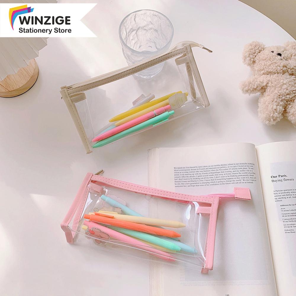 bóp viết trong suốt cỡ lớn Winzige Túi đựng bút trong suốt phong cách Hàn Quốc tiện dụng