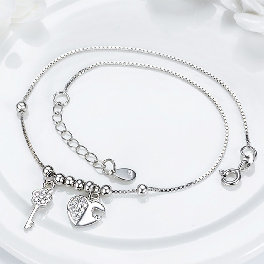 Lắc Chân Bạc Nữ Hình Trái Tim LC-1546