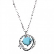 Dây Chuyền Bạc 925 Hình Quả Cầu Đính Đá Màu Xanh Cho Nữ - DB2365 - Bảo Ngọc Jewelry