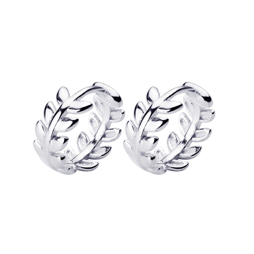Khuyên Tai Bạc Nữ 925 Hình Lá Vòng Tròn - B2442 - Bảo Ngọc Jewelry