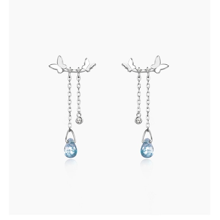 Bông Tai Nữ Bạc Ý S925 Dáng Dài Hình Giọt Nước Phong cách hàn quốc - B2607 - Bảo Ngọc Jewelry