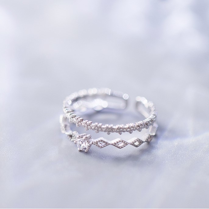Nhẫn Bạc Nữ S925 Dạng Nhẫn Kép Điều Chỉnh Được Size - N2619 - Bảo Ngọc Jewelry