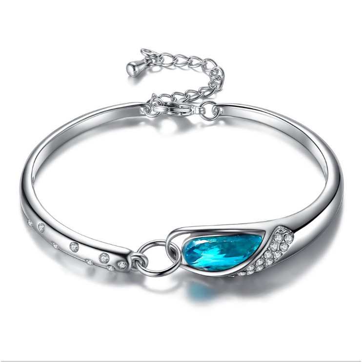 Lắc Tay Nữ Bạc Ý S925 Italy Đá Xanh LK-1330 Bảo Ngọc Jewelry