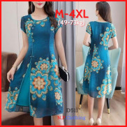 Đầm Trung Niên, Đầm Giấu Bụng Big Size - D511, Kiểu Đầm Suông Chữ A In Hoa Cổ Tàu Xéo | Thời trang Trung Niên Nữ Cao Cấp