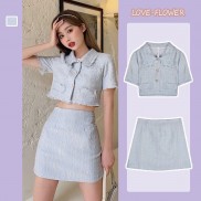  Áo/ Chân váy lưng cao xinh xắn trẻ trung cho nữ (bán lẻ)
