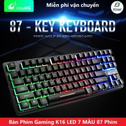 Bàn Phím Gaming Máy Tính Free Wolf K16 LED 7 Màu, 87 Phím Giả Cơ Cao Cấp Chơi Game Cho PC, Laptop, Máy Tính