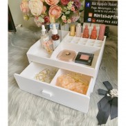  (Tặng lọ đựng cọ trang điểm) Kệ mỹ phẩm 25cm màu trắng