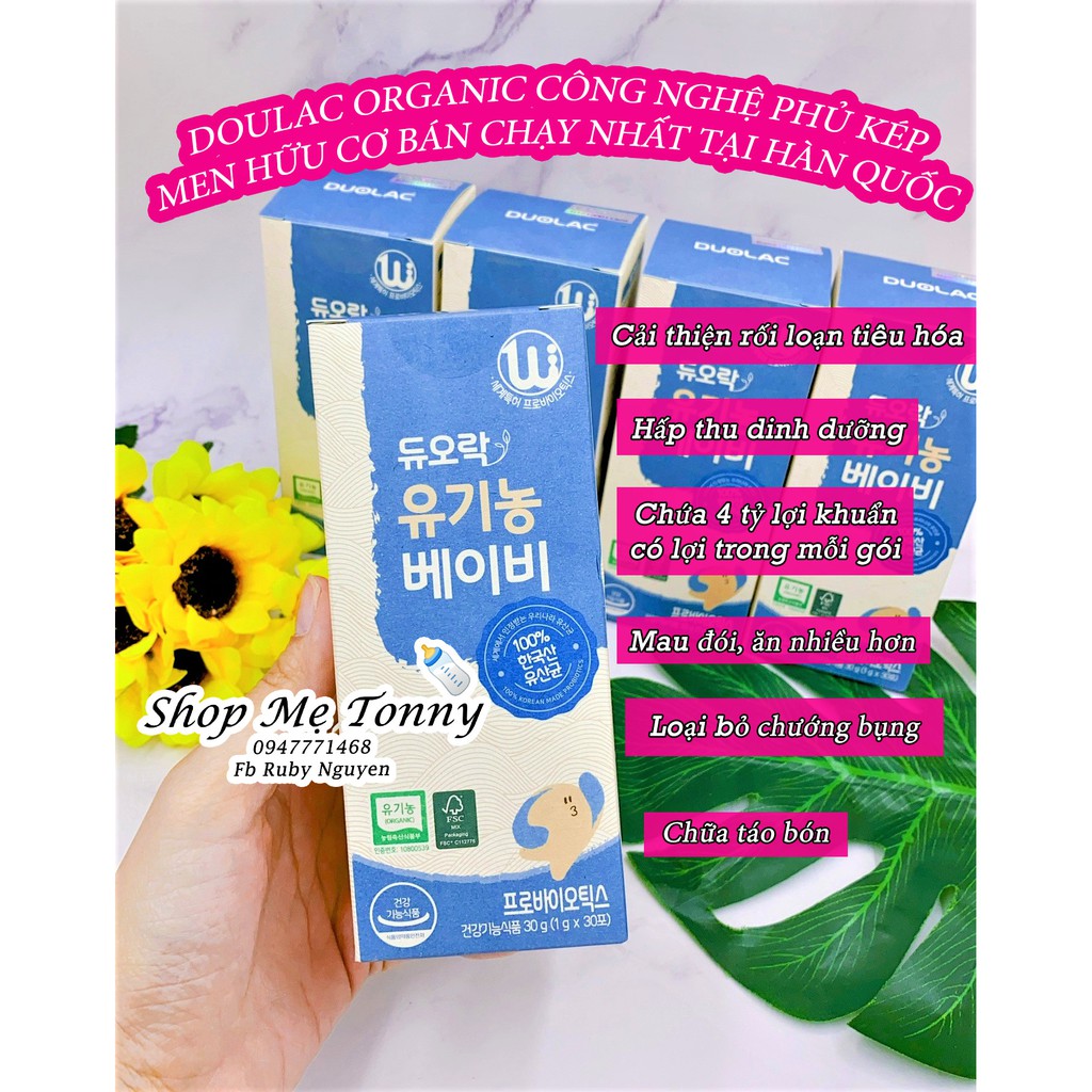 MEN VI SINH DUOLAC ORGANIC CHO BÉ HỘP 30 GÓI