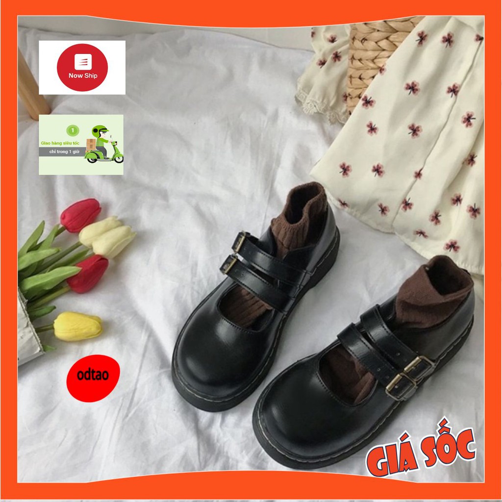 FREESHIP Giày ulzzang 2 quai da hàn quốc mã 004 CÓ ẢNH THẬT CUỐI