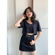 Áo croptop cổ tim cộc tay KAN2002