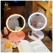 Gương trang điểm để bàn có đèn led, gương để bàn có đèn led cảm ứng với 3 chế độ sáng