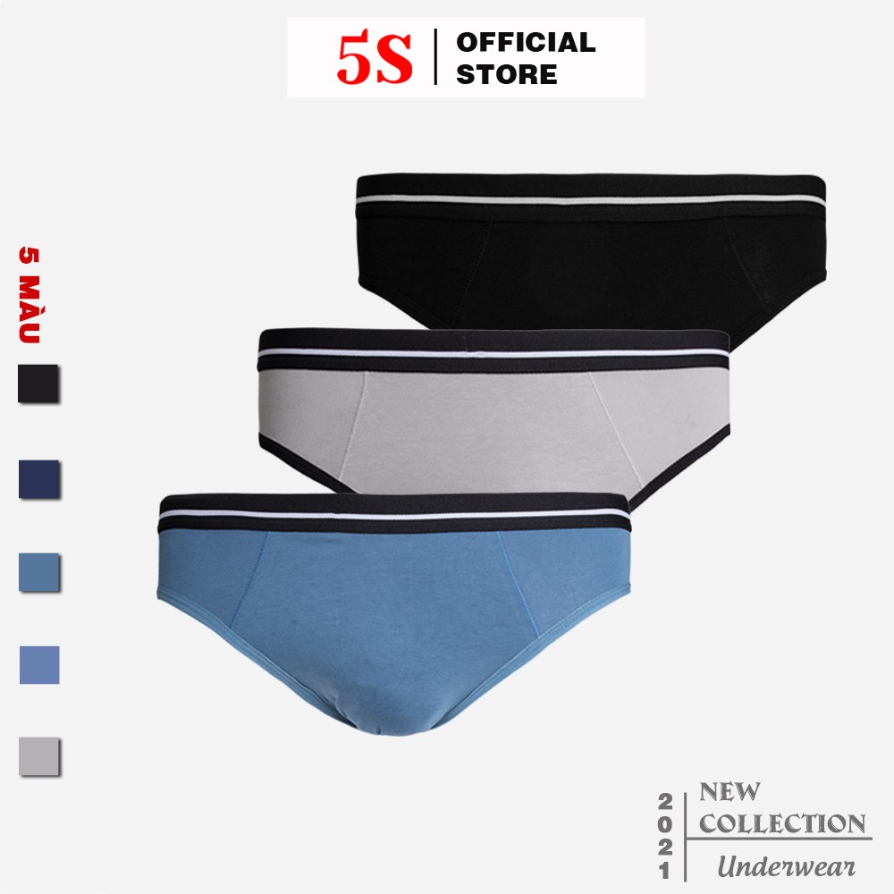 Combo 3 Quần Sịp Nam Tam Giác 5S (5 màu), Chất Vải Cotton Mềm Mịn, Thấm Hút Cực Tốt, Vận Động Thoải Mái (X3-SIP21001BRF)