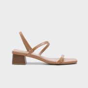 Giày Sandal DILY Phối Dây Quai Mảnh Gót Vuông 3cm Màu Nâu_AA0150