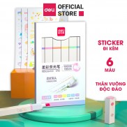 Bút highlight kèm sticker Deli - nhấn dòng macaron dạ quang - hộp 6 chiếc - S742