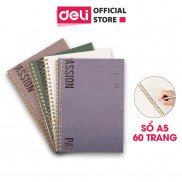 Sổ tay ghi chép A5 gáy xoắn 60 trang Deli - Kẻ ngang - Màu ngẫu nhiên - LA560