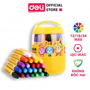 Bút sáp dầu học sinh hộp nhựa Deli - 12/18/24 màu - 72090/72091/72092
