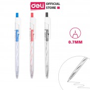 Bút bi mực xanh dầu đầu bấm Deli - ngòi 0.7mm - EQ24